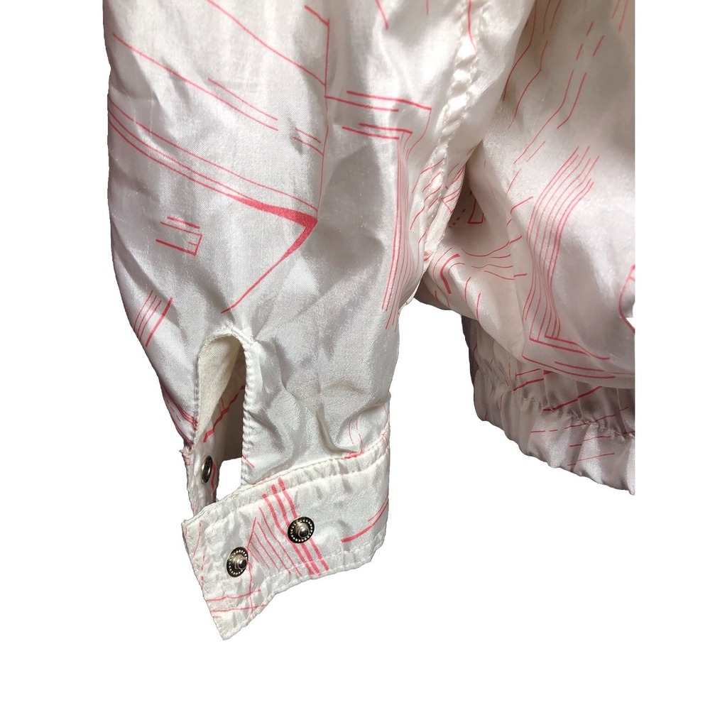 Vintage 80s 90s Adidas Trefoil Women's Coral White Geometric Tracksuit Set M - Picture 12 of 16
